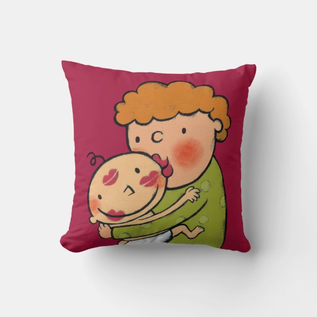 Grandma Pink Lipstick Kisses for Baby Cushion (Front)