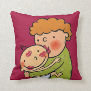 Grandma Pink Lipstick Kisses for Baby Cushion