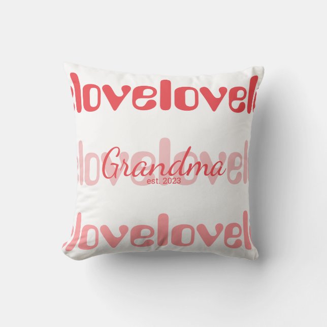 Grandma Pink Red Typography Cushion (Front)