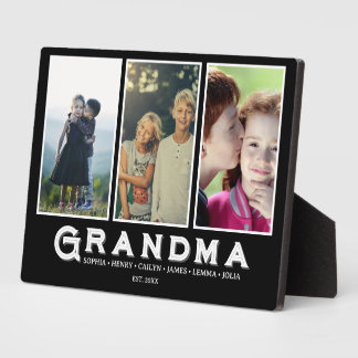 Grandma Plaque – Custom Names & 3 Photo Collage