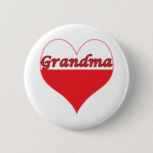 Grandma Polish Heart 6 Cm Round Badge