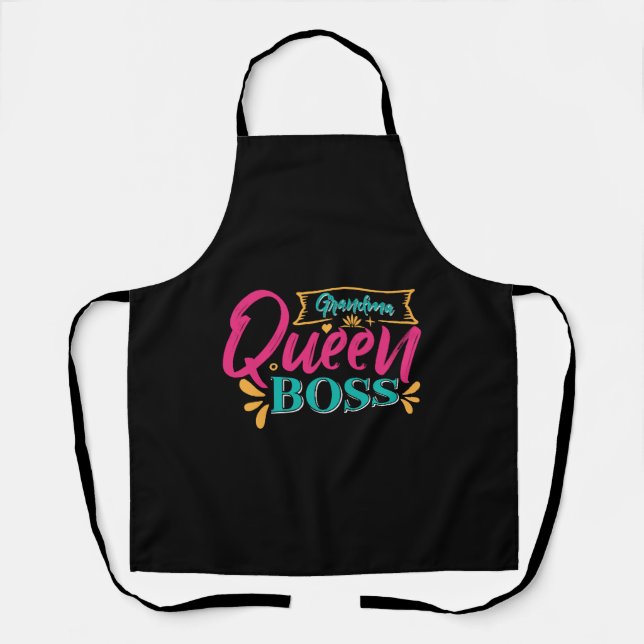 Grandma Queen Boss Super Grandma Granny Apron (Front)