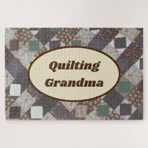 Grandma Quilting Patchwork Pattern Photo Quilt Jigsaw Puzzle