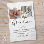 Grandma Quote Elegant Script Photo Tea Towel<br><div class="desc">Personalise for your special Grandma,  Grandmother,  Granny,  Nan or Nanny to create a unique gift for birthdays,  Christmas,  mother's day,  baby showers,  or any day you want to show how much she means to you. A perfect way to show her how amazing she is every day. Designed by Thisisnotme©</div>