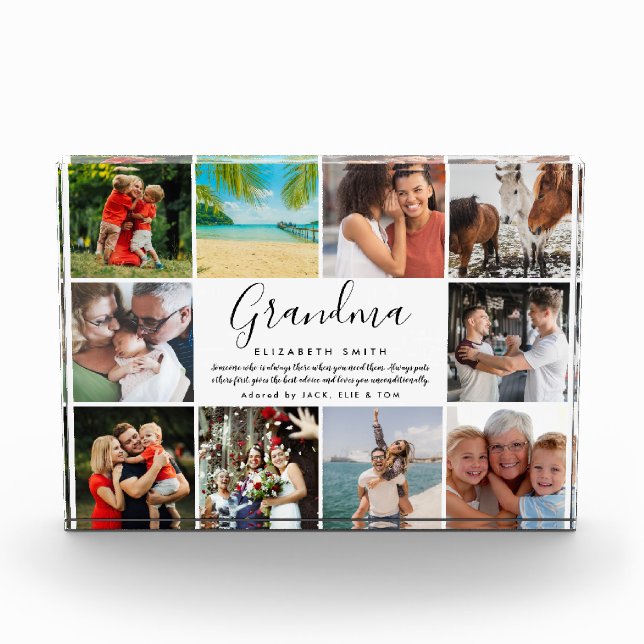 Grandma Quote Modern Script 10 Photo Collage Block (Front)