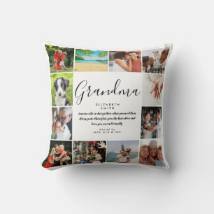 Grandma Quote Modern Script 12 Photo Collage Cushion