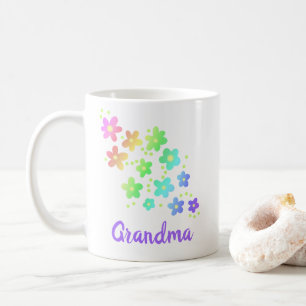 Grandma Rainbow Flowers Mug