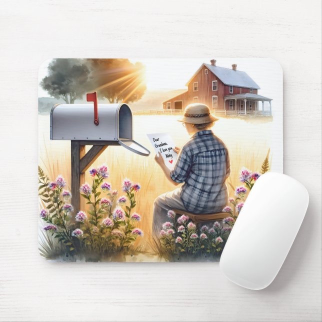 Grandma Reading a Letter From Grandchild Mouse Pad (With Mouse)