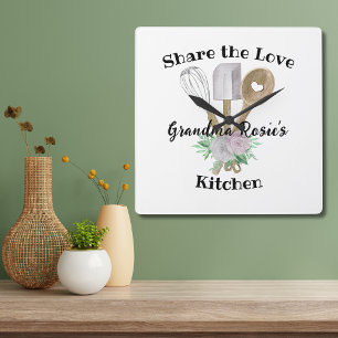 Grandma Recipes   Share the Love Personalised Square Wall Clock