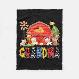 Grandma Red Farm Cow Birthday Boy Matching Family Fleece Blanket