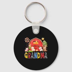 Grandma Red Farm Cow Birthday Boy Matching Family Key Ring