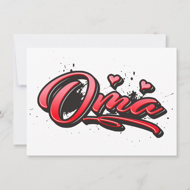 Grandma red Heart Graffiti Map greeting card (Front)