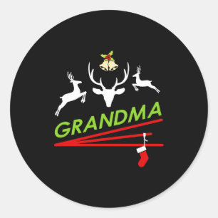 Grandma Reindeer Hoof Prints Christmas Classic Round Sticker