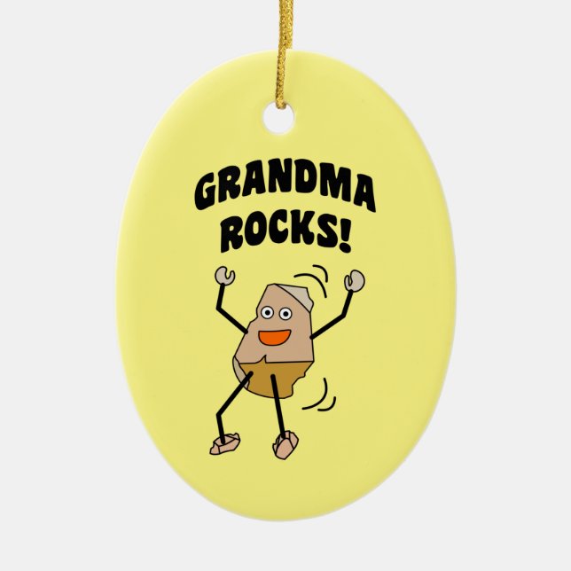 Grandma Rocks Ceramic Ornament (Front)