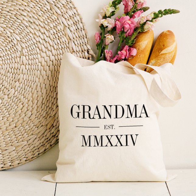 Grandma Roman Numeral Year Established Tote Bag (Creator Uploaded)