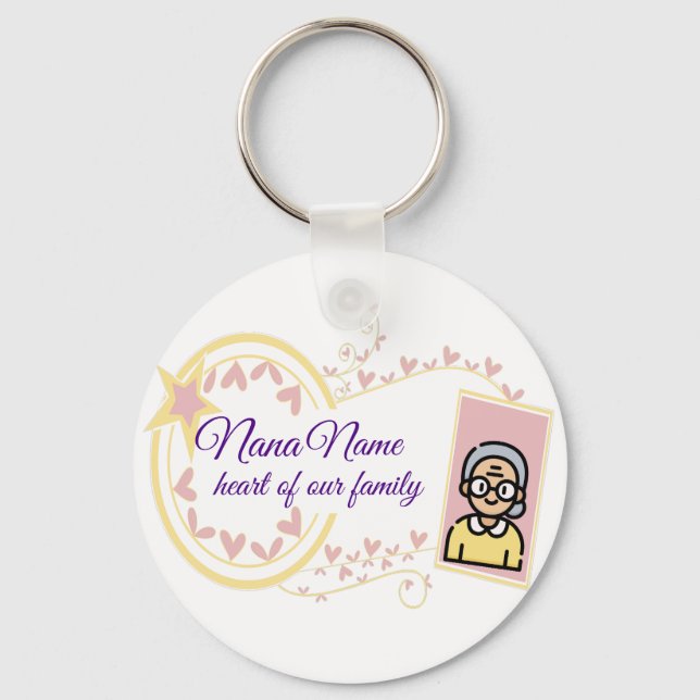 Grandma’s Day Vintage Badge Design Key Ring (Front)