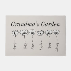 Grandma’s Garden Magnolia Flowers Custom Grandkid Doormat