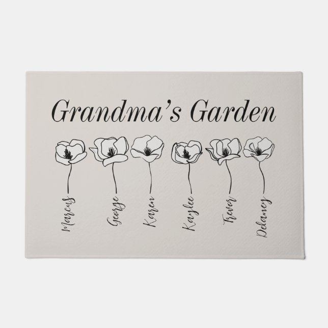 Grandma’s Garden Magnolia Flowers Custom Grandkid  Doormat (Front)