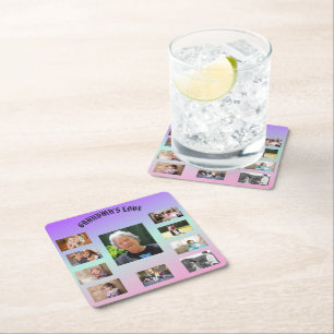 Grandma’s Love Pastel Radiance Collage Square Paper Coaster