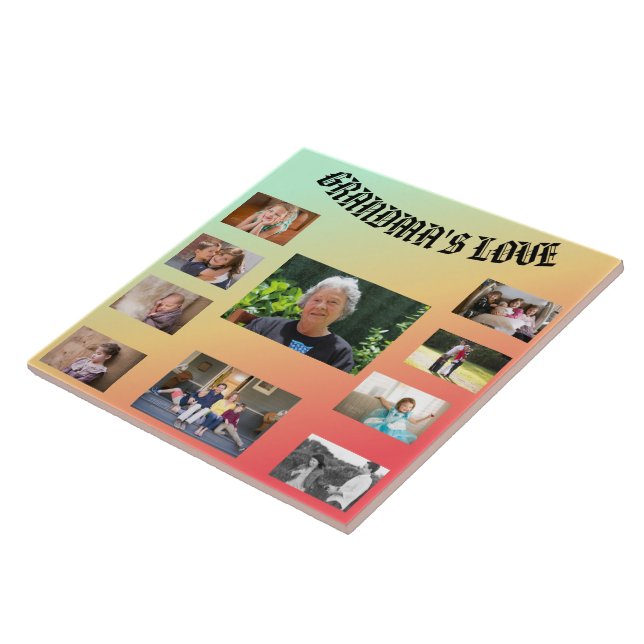 Grandma’s Love Sunshine Collage Tribute Ceramic Tile (Side)