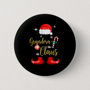 Grandma Santa Claus Fun Family Christmas Pjs for G 6 Cm Round Badge