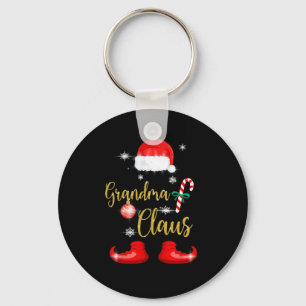 Grandma Santa Claus Fun Family Christmas Pjs for G Key Ring