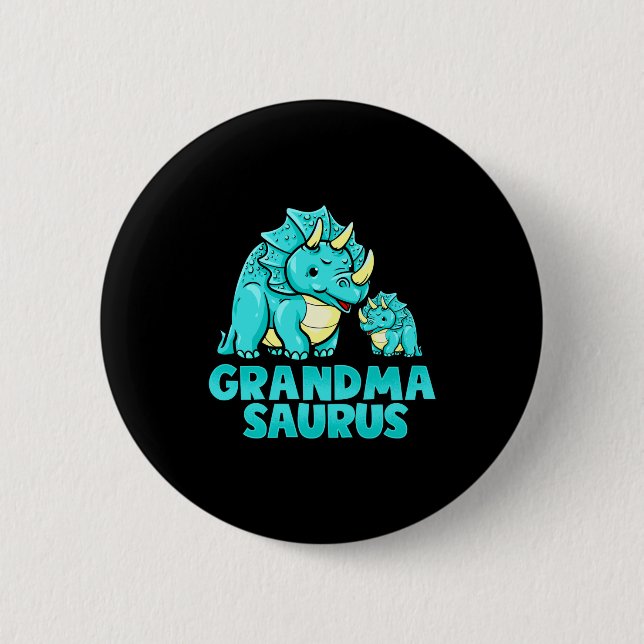 Grandma Saurus Funny Grandmasaurus Dinosaur  6 Cm Round Badge (Front)