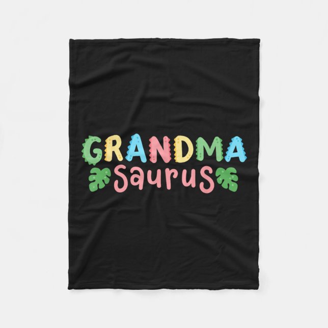 Grandma Saurus Kids Dinosaur Birthday Party Family Fleece Blanket (Front)