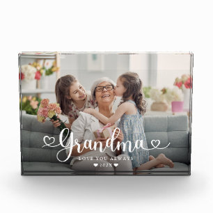 Grandma Script Heart Modern Photo Block