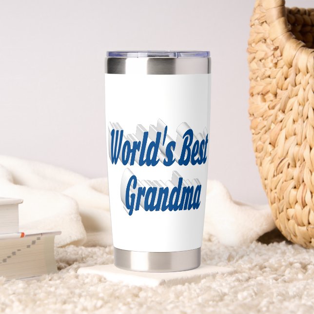 Grandma sea blue typography  insulated tumbler (Living Room (Rotated))
