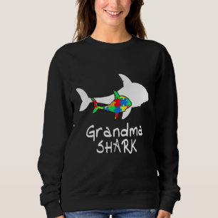 Grandma Shark Puzzle Piece Cool Autism Awareness Sweatshirt