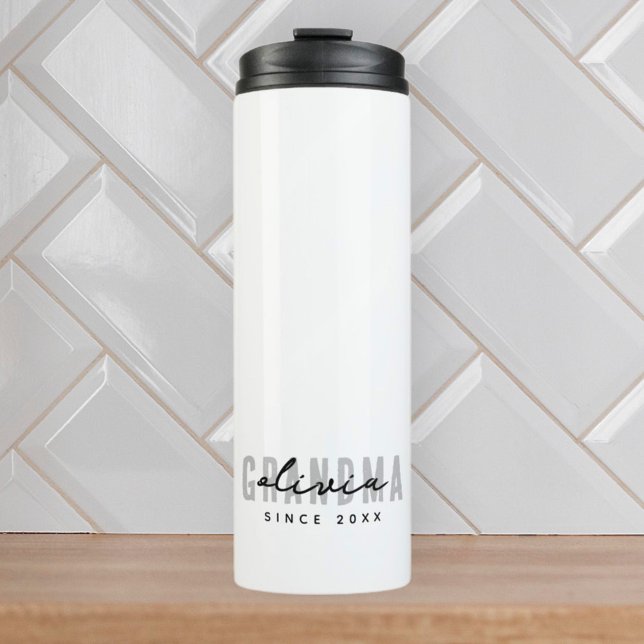 Grandma Since 20XX Modern Simple Preppy Thermal Tumbler (Creator Uploaded)