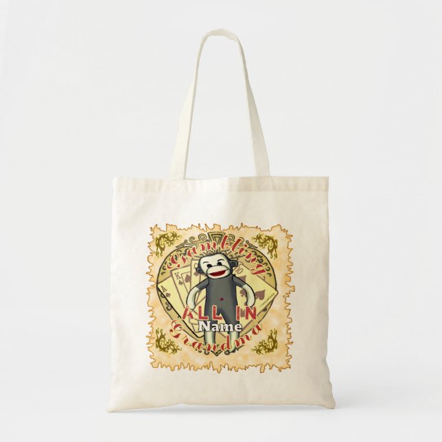 Grandma Sock Monkey poker Tote Bag (Front)