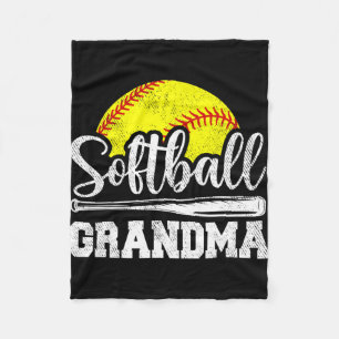 Grandma Softball Player Game Day Mother#39; #39;s  Fleece Blanket