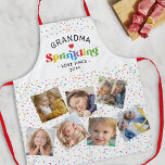 Grandma Sprinkling Love Photo Apron<br><div class="desc">Cute grandmother apron featuring colourful confetti cake sprinkles,  7 photos of the grandkids,  and the adorable saying "grandma sprinkling love since 20XX".</div>