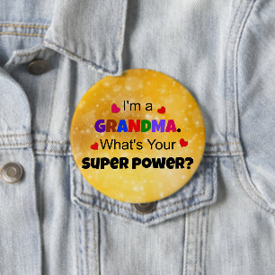 Grandma Super Power colourful 10 Cm Round Badge