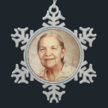 Grandma Sylvia Huerta Snowflake Pewter Christmas Ornament<br><div class="desc">Grandma Sylvia Huerta photo template</div>