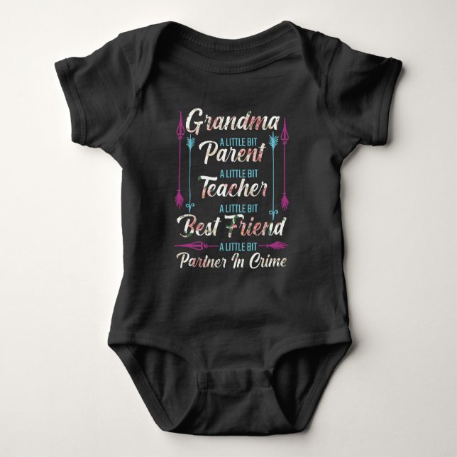Grandma Teacher Parent Partner Family Grandmother Baby Bodysuit (Front)