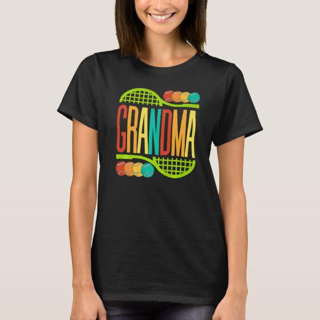 Grandma Tennis Racket Balls Sports Nana Mimi Women T-Shirt (Front)