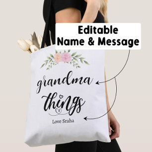 Grandma Things Custom Floral Gift from Grandkids Tote Bag