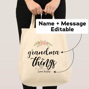 Grandma Things Custom Floral Gift from Grandkids Tote Bag