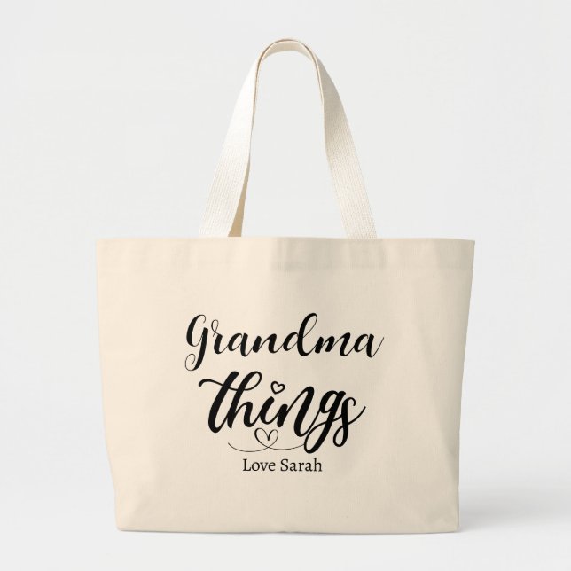 Grandma Things Custom Gift from Grandkids Large Tote Bag (Front)