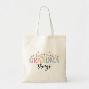 Grandma Things Floral Tote Bag - Personalised Gran