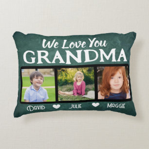 Grandma three photo collage personalised decorative cushion