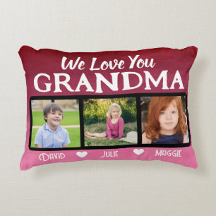 Grandma three photo collage personalised decorative cushion