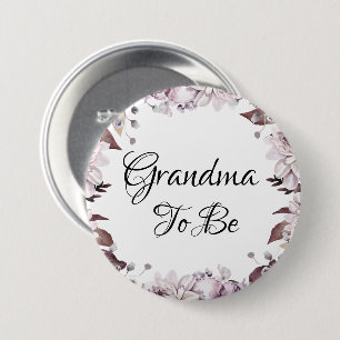 Grandma to be Autumn Elegant Purple Flowers  7.5 Cm Round Badge
