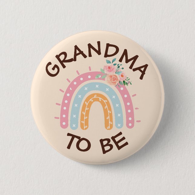 Grandma to be Baby Shower Button Rainbow themed (Front)