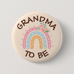 Grandma to be Baby Shower Button Rainbow themed