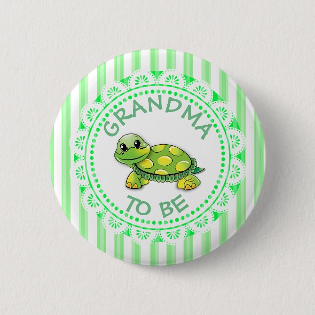 Grandma to be Baby Shower Button Turtle themed (Front)