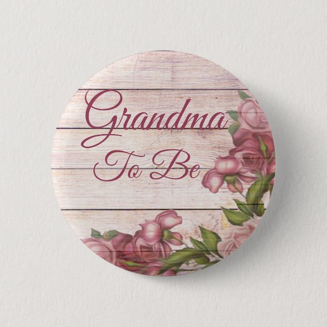 Grandma to be baby shower Magenta Roses 6 Cm Round Badge (Front)